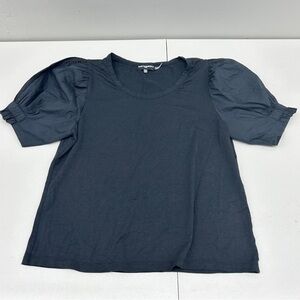 Karl Lagerfeld Blue Boxy T-Shirt with Puff Sleeves